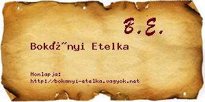 Bokányi Etelka névjegykártya